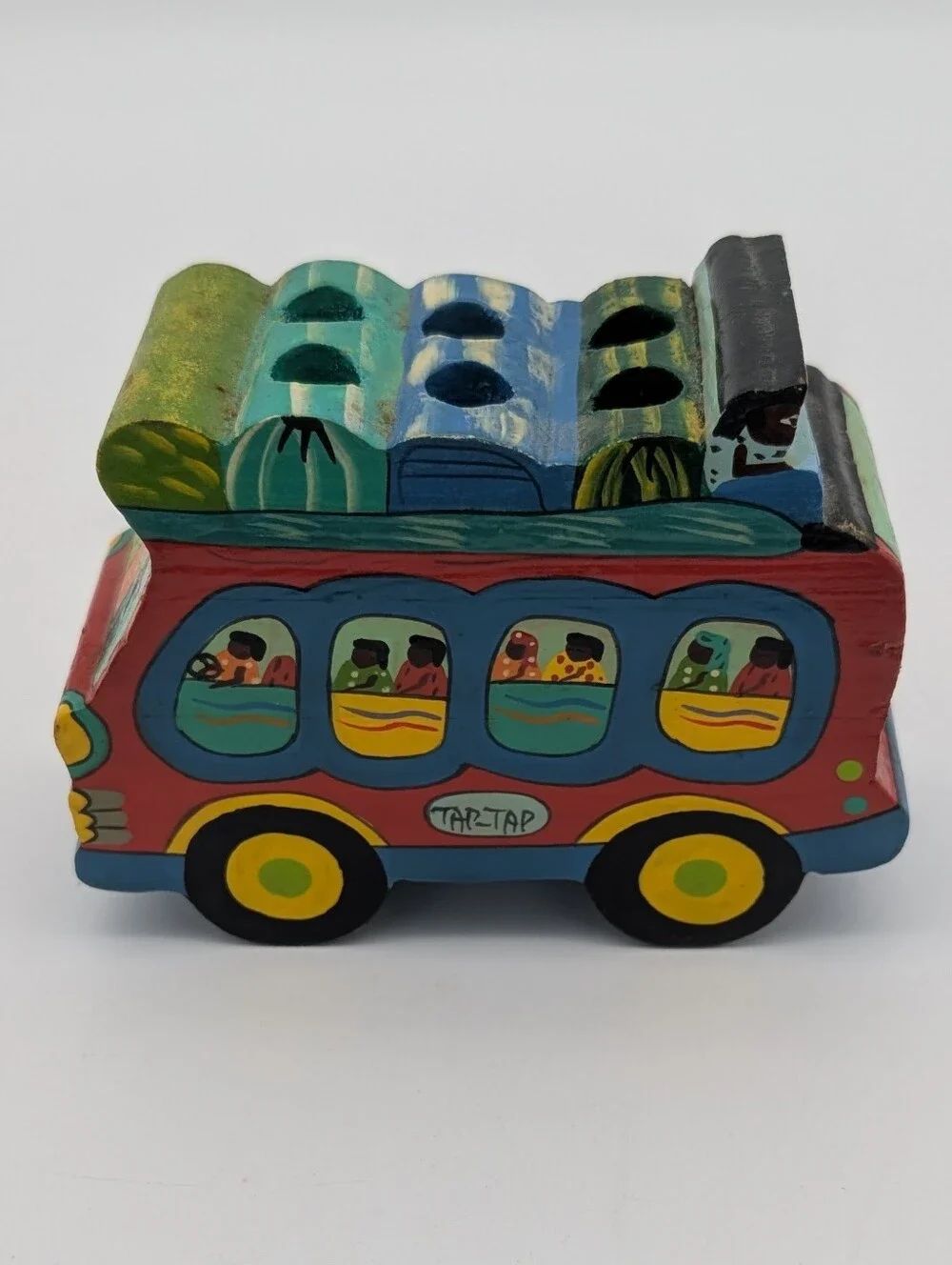 Vintage (2003) Haitian Hand-Painted Tap-Tap Wooden Bus Pen/Pencil Holder